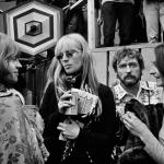 BRIAN JONES, NICO, DENNIS HOPPER, and JUDY COLLINS backstage at Monterey Pop Festival, Monterey, California, 1967